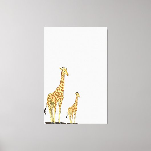 Mutter und Baby Giraffe - Ein sanfter Anleih Leinwanddruck (Vorderseite)