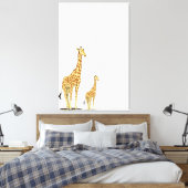 Mutter und Baby Giraffe - Ein sanfter Anleih Leinwanddruck (Insitu (Schlafzimmer))