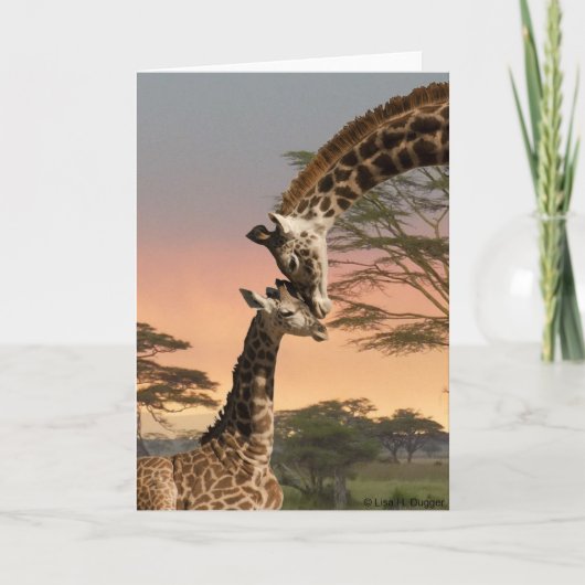 Mutter-und Baby-Giraffe Karte (Vorderseite)