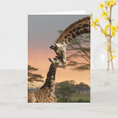 Mutter-und Baby-Giraffe Karte (Gelbe Blume)