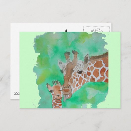 Mutter und Baby Giraffe Postkarte (Vorne/Hinten)