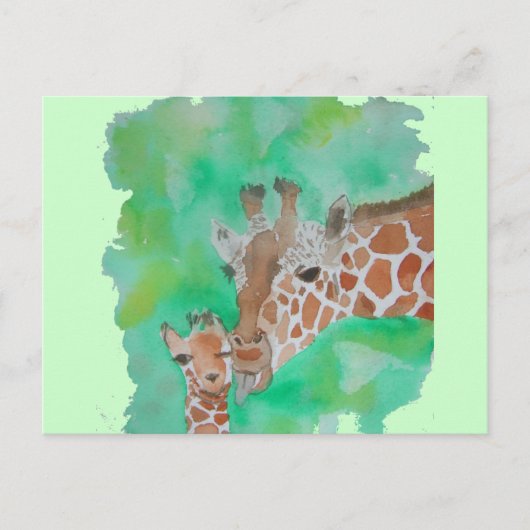 Mutter und Baby Giraffe Postkarte (Vorderseite)