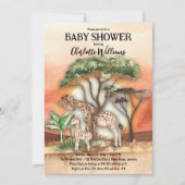 Mutter und Baby Giraffe Safari Baby Dusche Einladung (Vorderseite)