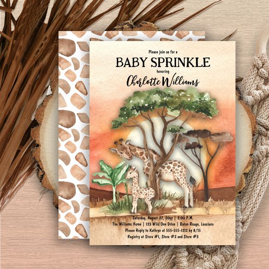 Mutter und Baby Giraffe Safari Baby Sprinkle Einladung