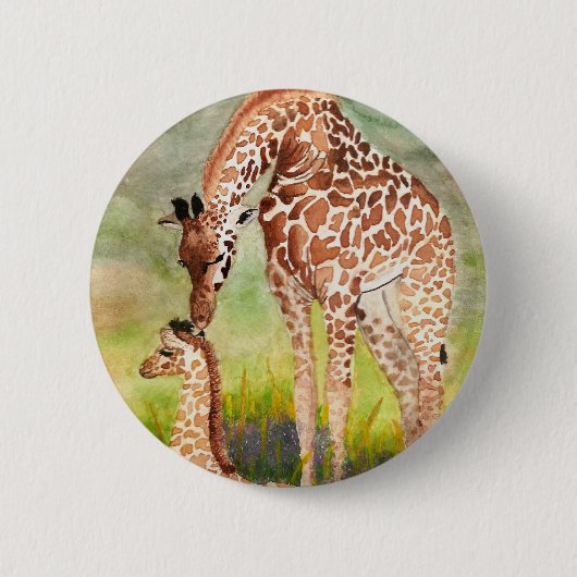 Mutter-und Baby-Giraffen Button (Vorderseite)