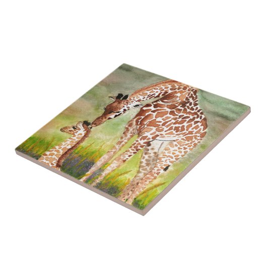 Mutter-und Baby-Giraffen Fliese (Seite)