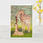 Mutter und Baby Giraffen Karte (Gelbe Blume)