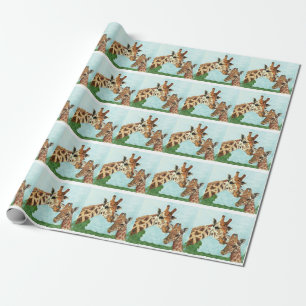 Mutter-und Baby-Giraffen-Packpapier Geschenkpapier