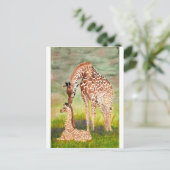 Mutter und Baby Giraffen Postkarte (Stehend Vorderseite)