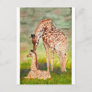 Mutter und Baby Giraffen Postkarte