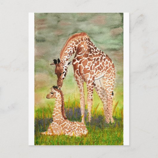 Mutter und Baby Giraffen Postkarte (Vorderseite)