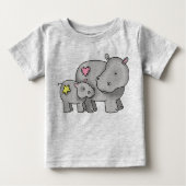 Mutter und Baby Hippo Baby T-shirt (Vorderseite)