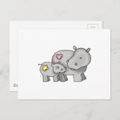 MUTTER UND BABY HIPPO POSTKARTE (Vorne/Hinten)