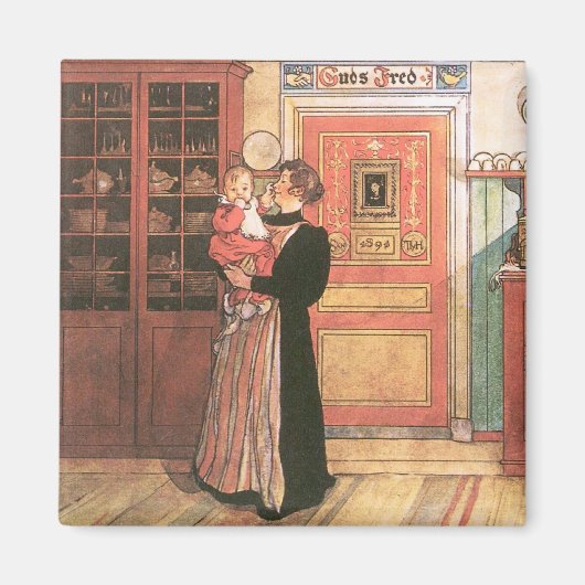 Mutter und Baby in der Küche Magnet (Vorne)