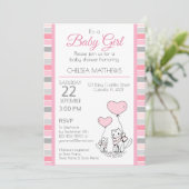 Mutter und Baby Katze mit Herzeinladung Einladung (Stehend Vorderseite)