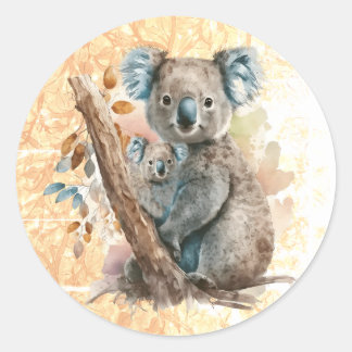 Mutter und Baby Koala Bear Runder Aufkleber