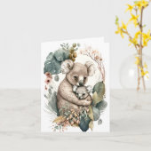 Mutter und Baby Koala Illustration Grußkarte Karte (Gelbe Blume)