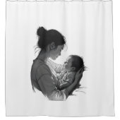 Mutter-und-Baby-Kunstwerk Duschvorhang (Vorderseite)