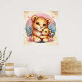 Mutter und Baby Löwe Poster (Küche)