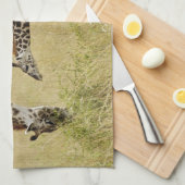 Mutter und Baby Masai Giraffe, Giraffa Geschirrtuch (Viertel Falte)