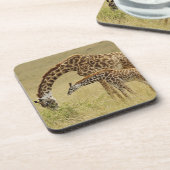Mutter und Baby Masai Giraffe, Giraffa Untersetzer (Linke Seite)