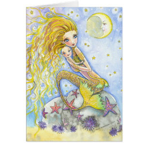 Mutter und Baby Mermaid Card von Molly Harrison