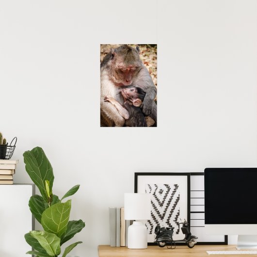 Mutter und Baby Monkey Poster (Heimbüro)