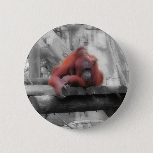 Mutter und Baby Orangutan Button (Vorderseite)