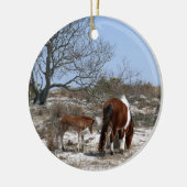 Mutter und Baby Pferd im Assateague Keramik Ornament (Links)