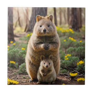 Mutter und Baby Quokka, Keramik Fliese