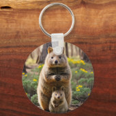 Mutter und Baby Quokka, Keyring Schlüsselanhänger (Rückseite)