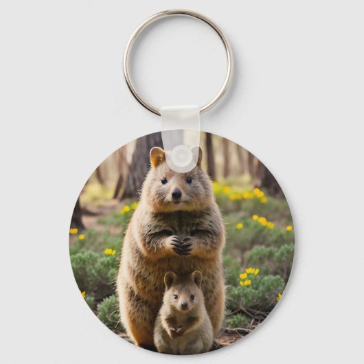 Mutter und Baby Quokka, Keyring Schlüsselanhänger (Rückseite)