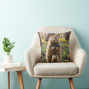 Mutter und Baby Quokka, Kissen