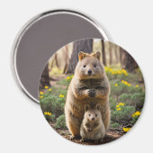 Mutter und Baby Quokka, Kühlschrankmagnet (Vorderseite/Rückseite)