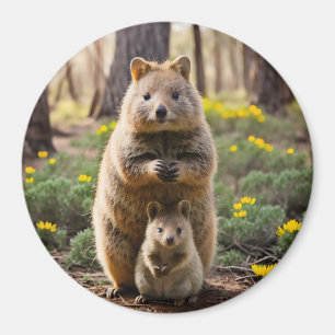 Mutter und Baby Quokka, Kühlschrankmagnet