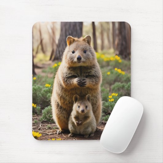Mutter und Baby Quokka, Mousepad (Mit Mouse)
