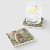 Mutter und Baby Quokka, Stone Untersetzer (Seitenansicht)