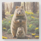 Mutter und Baby Quokka, Stone Untersetzer (Vorderseite)