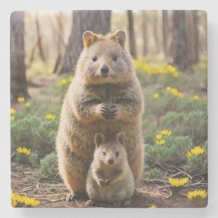 Mutter und Baby Quokka, Stone Untersetzer