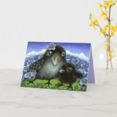 Mutter und Baby-Rabe Karte (Gelbe Blume)
