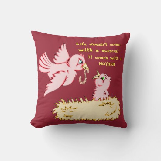 Mutter und Baby Red Bird Kissen (Vorderseite)