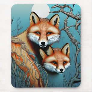 Mutter und Baby Red Fox Mousepad