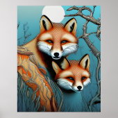 Mutter und Baby Red Fox Poster (Vorne)