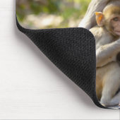 Mutter und Baby Rhesus Macaque Affen an Wand Mousepad (Ecke)