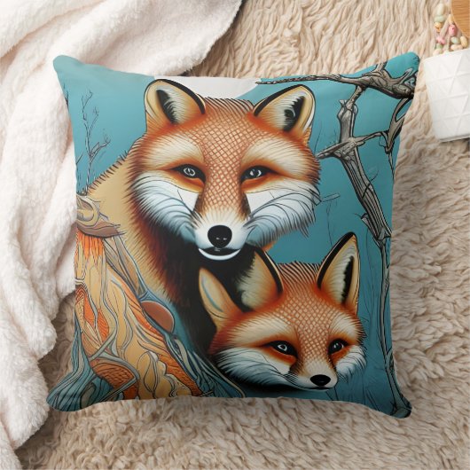 Mutter und Baby-Rotfuchs Kissen (Decke)