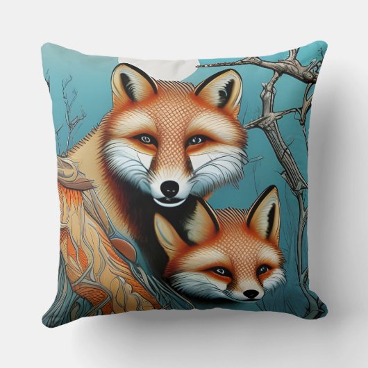 Mutter und Baby-Rotfuchs Kissen (Rückseite)