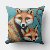 Mutter und Baby-Rotfuchs Kissen (Vorderseite)