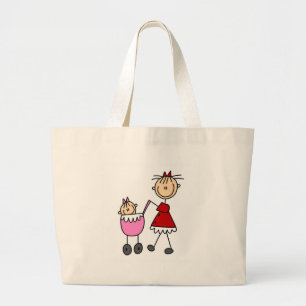 Mutter und Baby-Strichmännchen-Tasche Jumbo Stoffbeutel