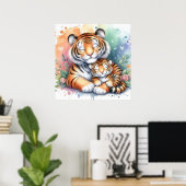 Mutter und Baby-Tiger Poster (Heimbüro)