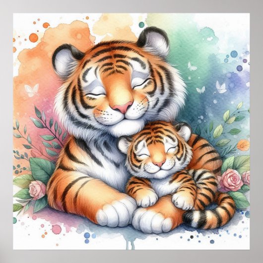 Mutter und Baby-Tiger Poster (Vorne)